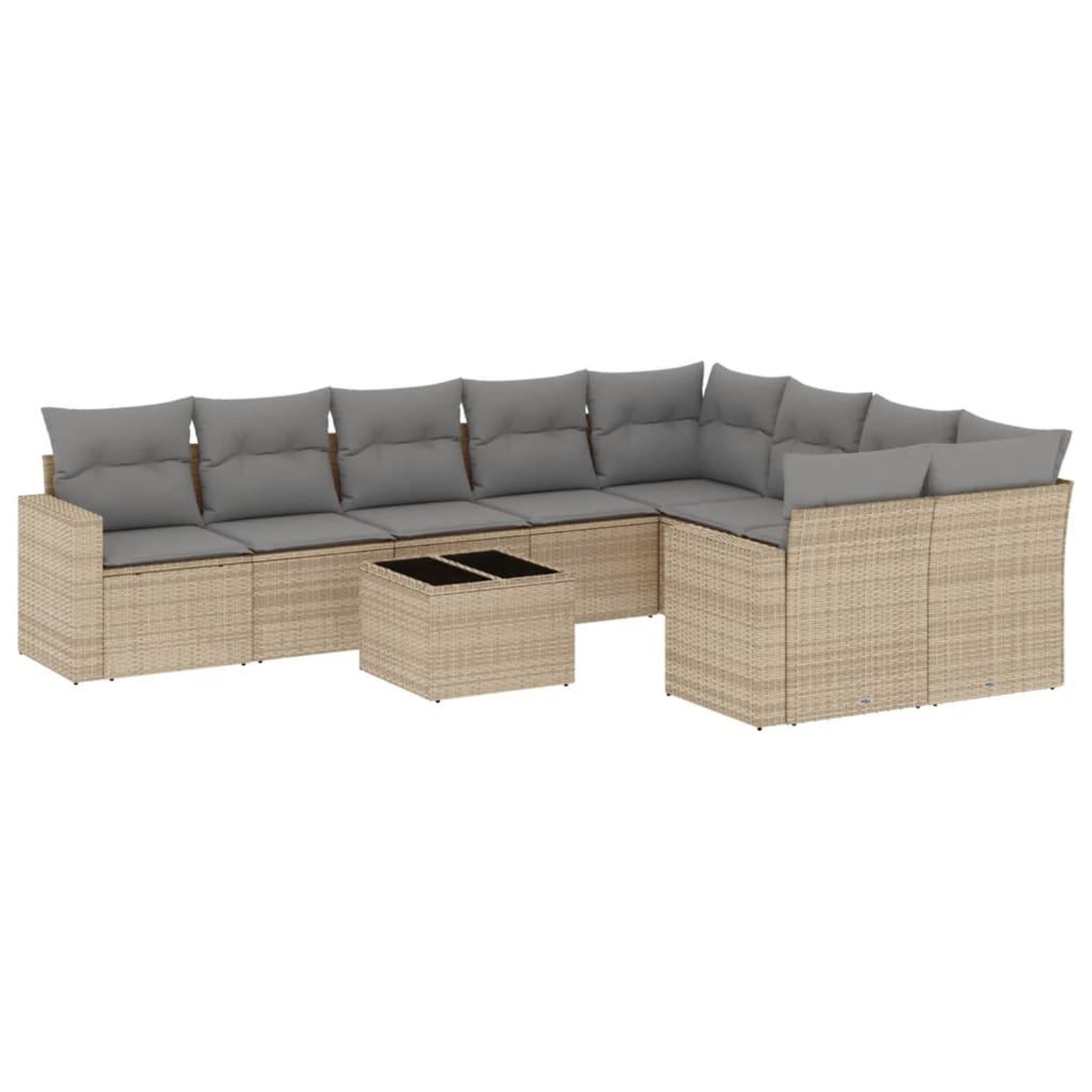 Voir la diapositive 2 : VIDAXL Salon de jardin avec coussins 10 pcs beige resine tressee