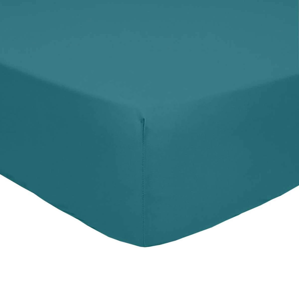 Home collection Drap housse, bonnet 30cm 100% percale de coton 80fils emeraude