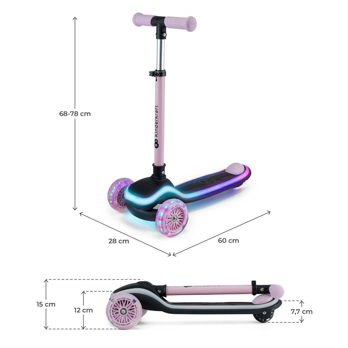 KINDERKRAFT Trottinette 3 roues led pour enfant