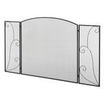 HOMCOM Pare-feu cheminée ou poêle - pare-étincelles 3 volets pliables acier métal noir