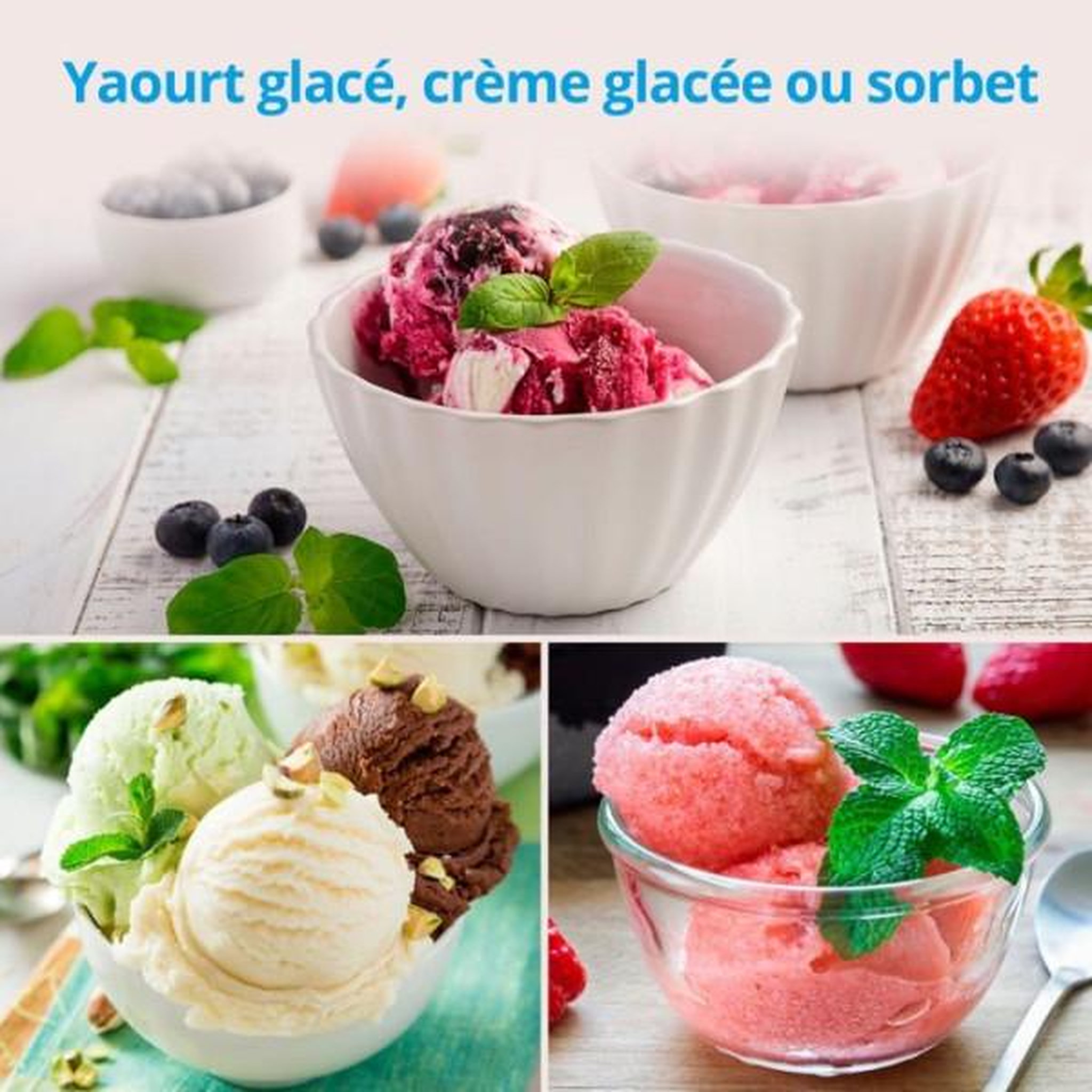 Voir la diapositive 4 : Medion Machine a Glace - Sorbetiere   Yaourtiere - MEDION MD18387 – 150W – de -18 a -35°C – 1,5L de glace – Écran LCD – Noir/Alu