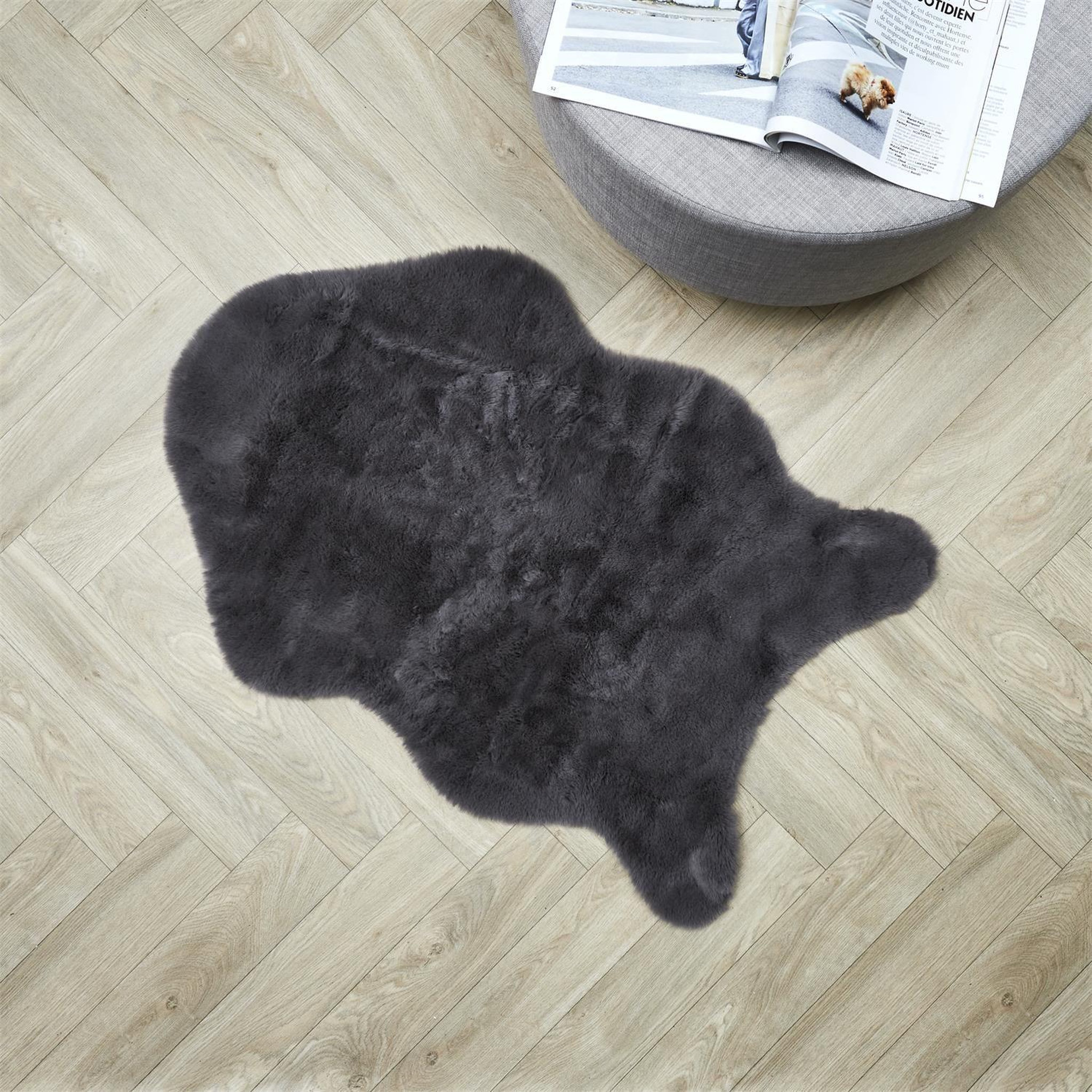 Voir la diapositive 4 : The Home Deco Factory Tapis imitation fourrure poils fins - 60 x 90 cm - gris
