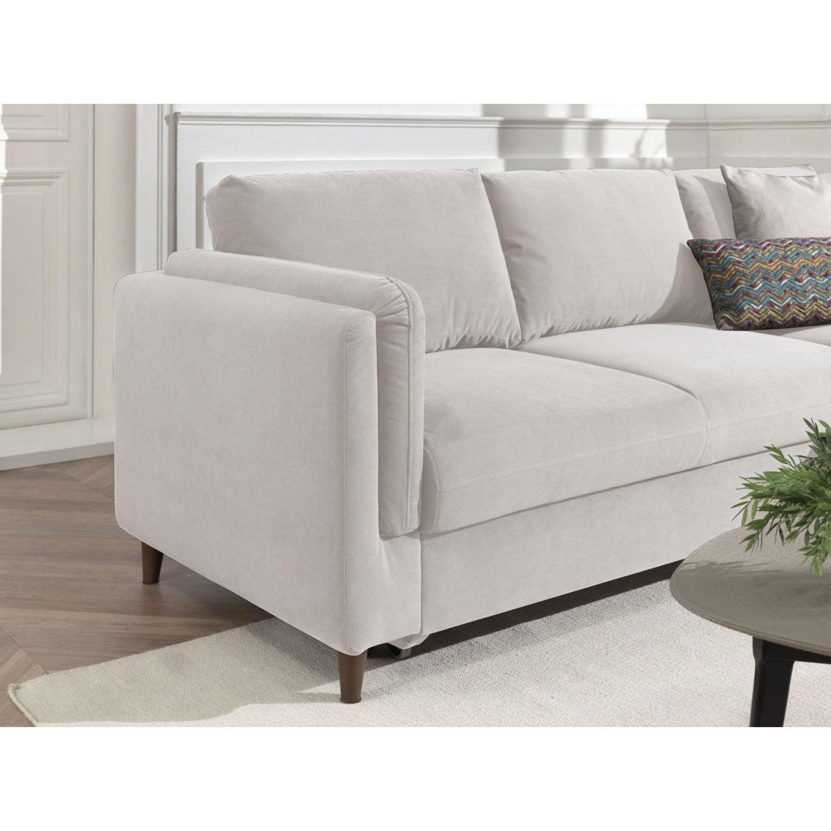 LISA DESIGN Brooke - canapé d'angle droit - convertible avec coffre - 4 places - en velours