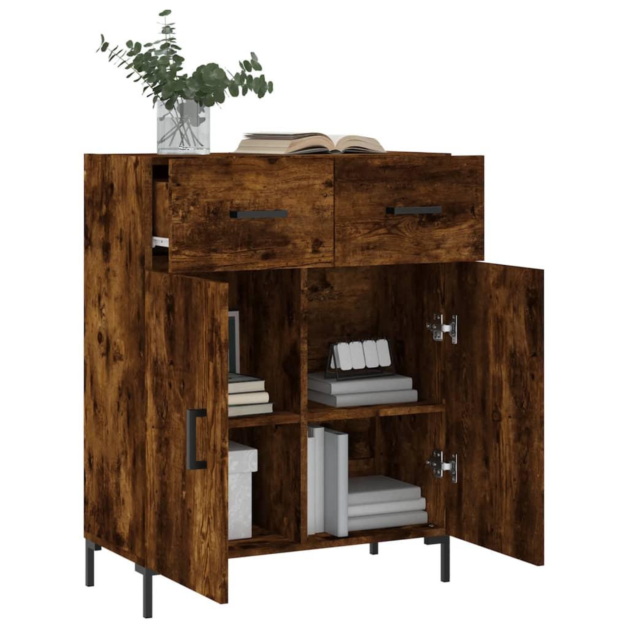 Voir la diapositive 4 : VIDAXL Buffet chene fume 69,5x34x90 cm bois d'ingenierie
