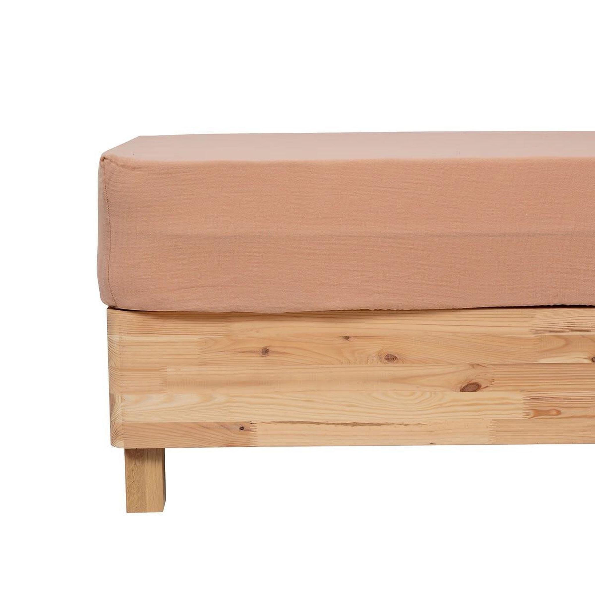 Voir la diapositive 2 : ATMOSPHERA Drap housse en gaze de coton  flora  140x190cm rose