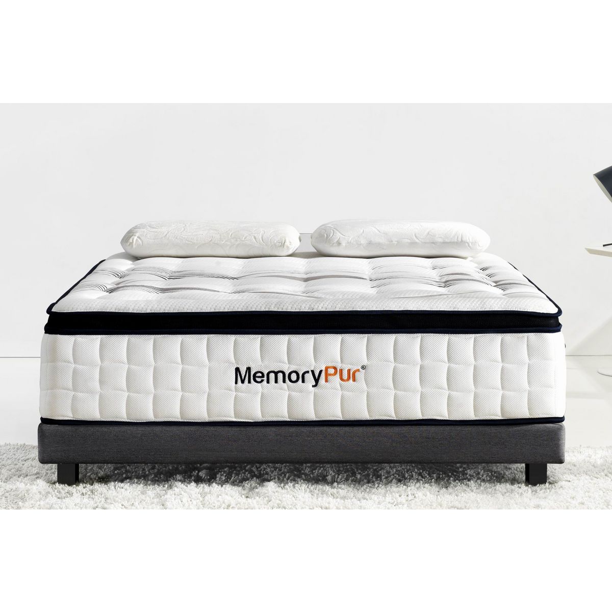 MemoryPur Ensemble matelas ressorts ensachés + sommier en kit 140x190 cm DIAMANT