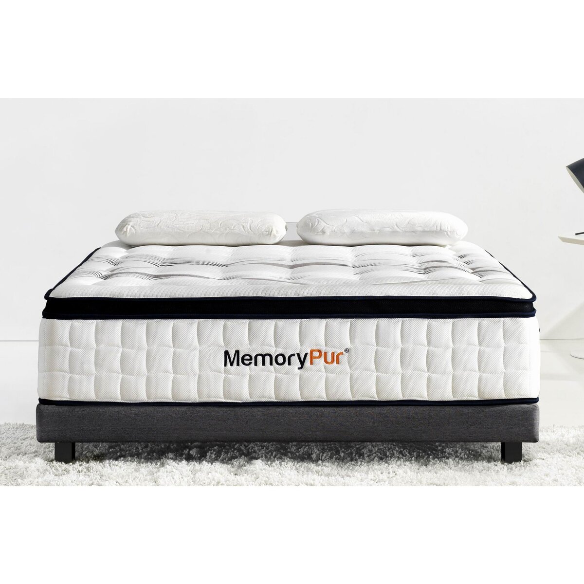 MemoryPur Ensemble matelas ressorts ensachés + sommier en kit 140x190 cm DIAMANT
