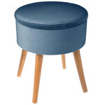 ATMOSPHERA Tabouret coffre en velours Tess - H. 44 cm. Coloris disponibles : Gris