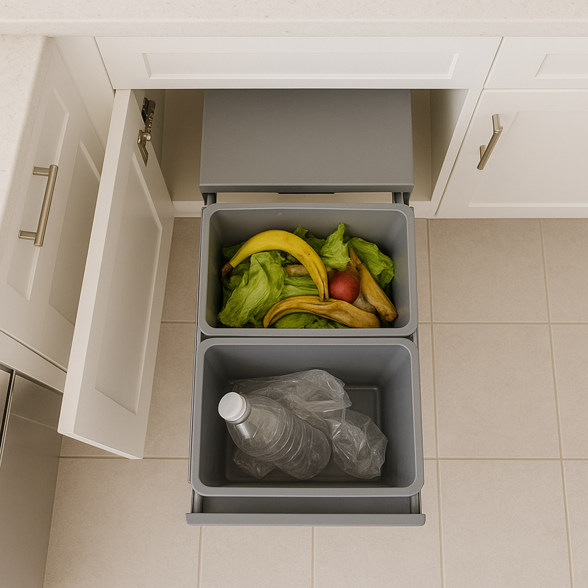 Kitchen move Poubelle tri sélectif encastrée HYPE Gris Plastique 36L