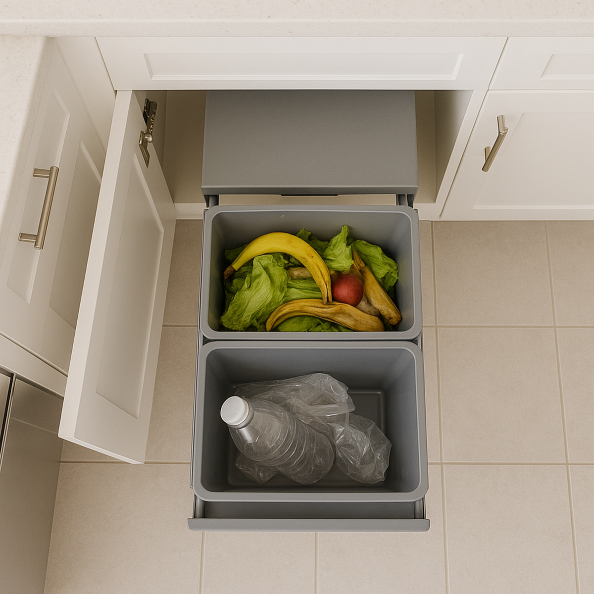 Kitchen move Poubelle tri sélectif encastrée HYPE Gris Plastique 36L