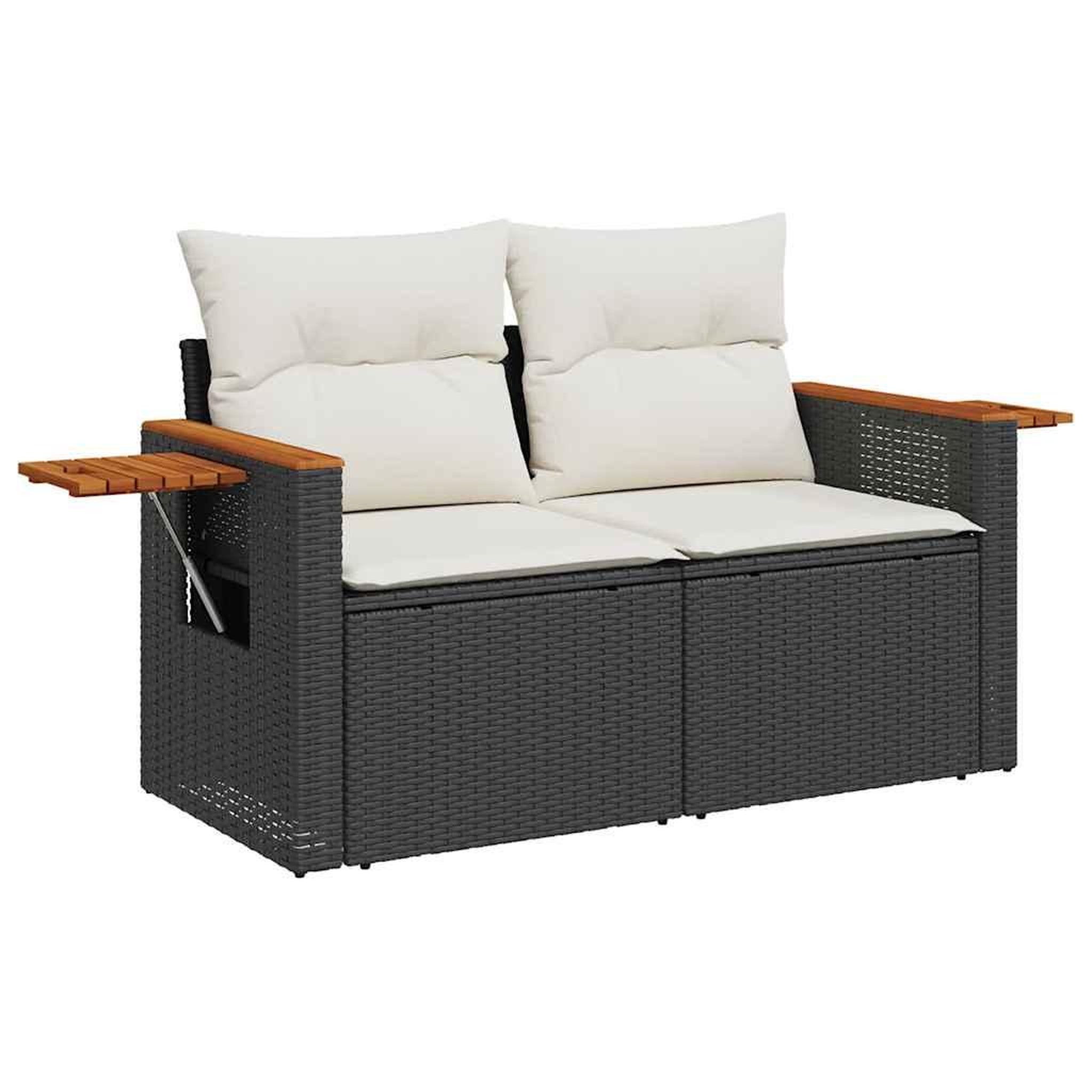 Voir la diapositive 4 : VIDAXL Salon de jardin avec coussins 8 pcs noir resine tressee acacia