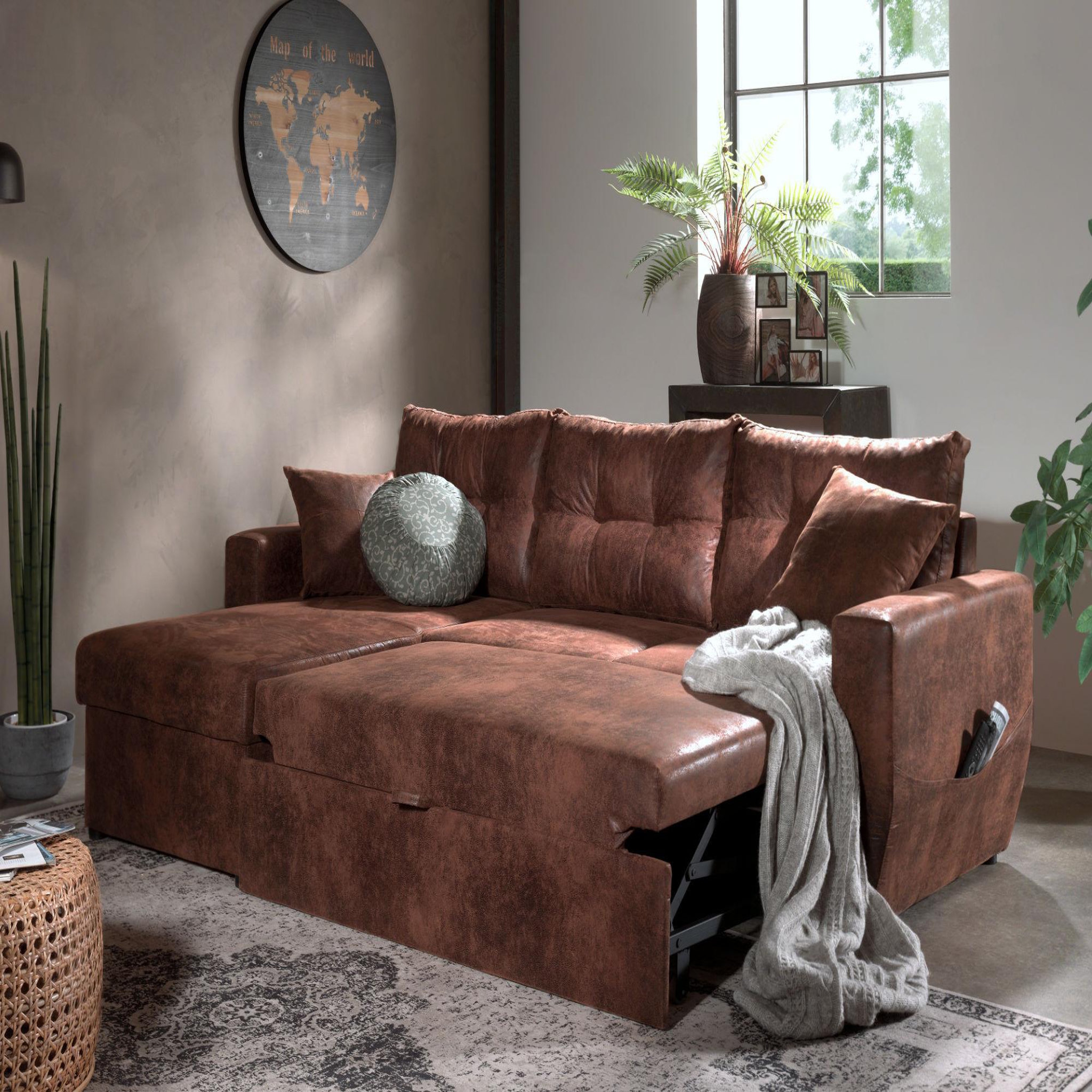 Voir la diapositive 3 : BEST MOBILIER Astoria - canapé d'angle réversible - convertible avec coffre - style industriel - 4 places