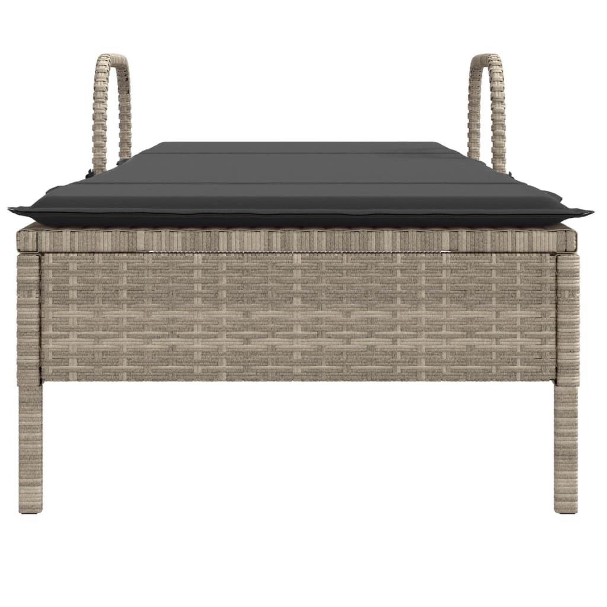Voir la diapositive 4 : VIDAXL Chaise longue avec roues et coussins gris clair resine tressee