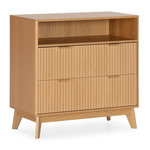 VS VENTA-STOCK Commode Oporto 2 tiroirs 1 étagère effet Chêne