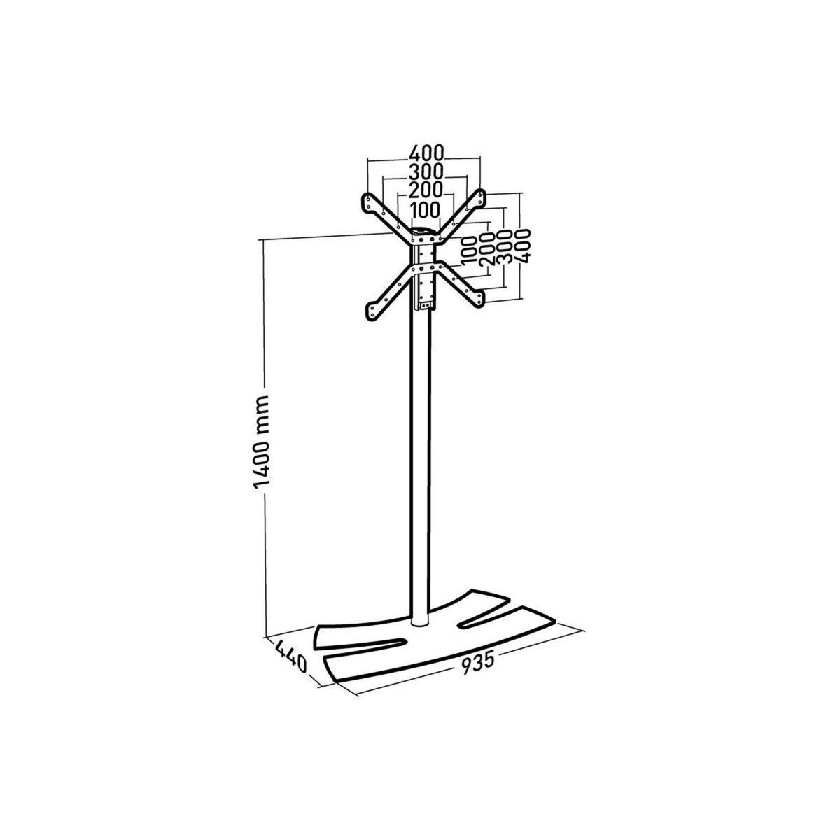 Erard Pied TV TV LUX-UP 1400L 30-55P Black