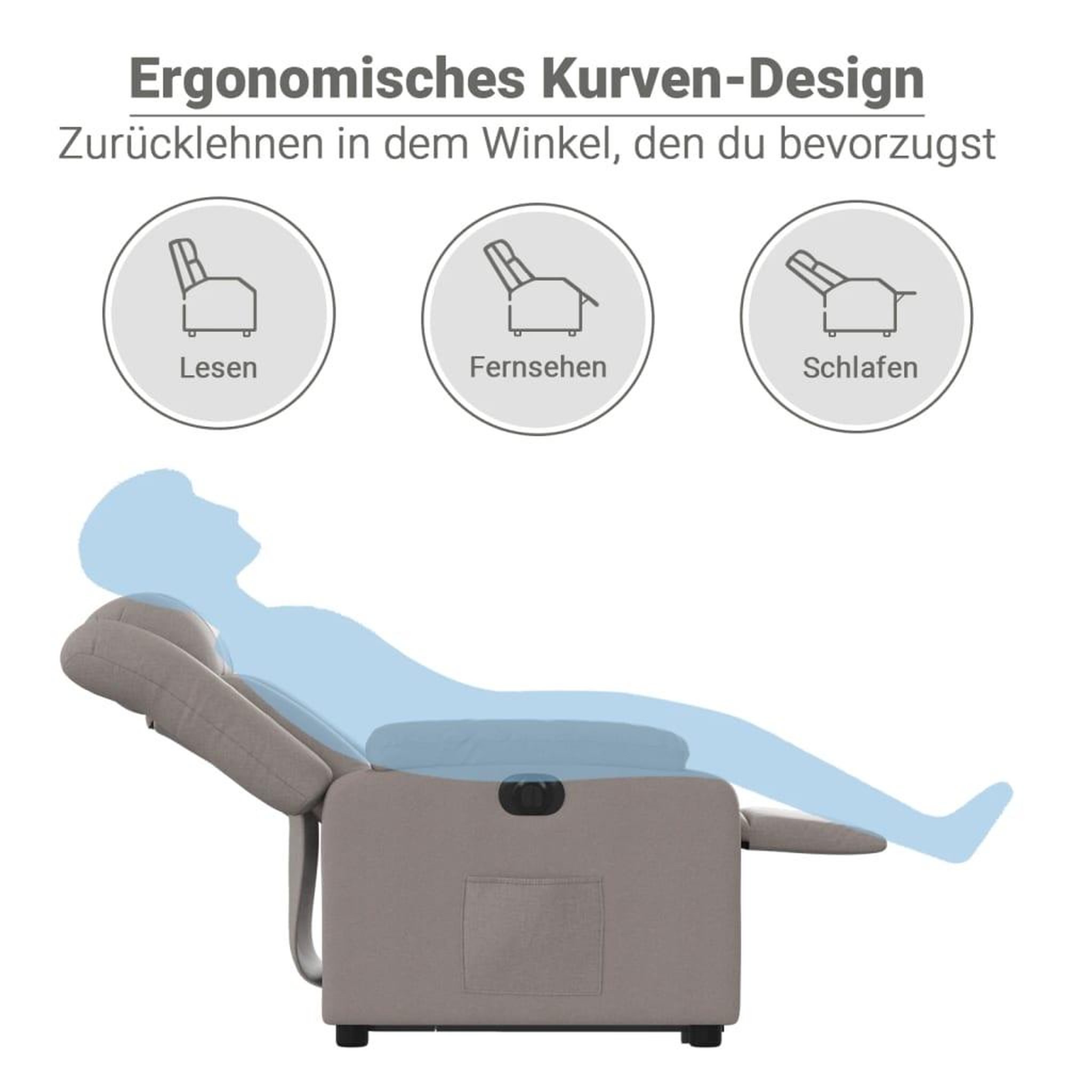 Voir la diapositive 6 : VIDAXL Fauteuil inclinable electrique taupe tissu