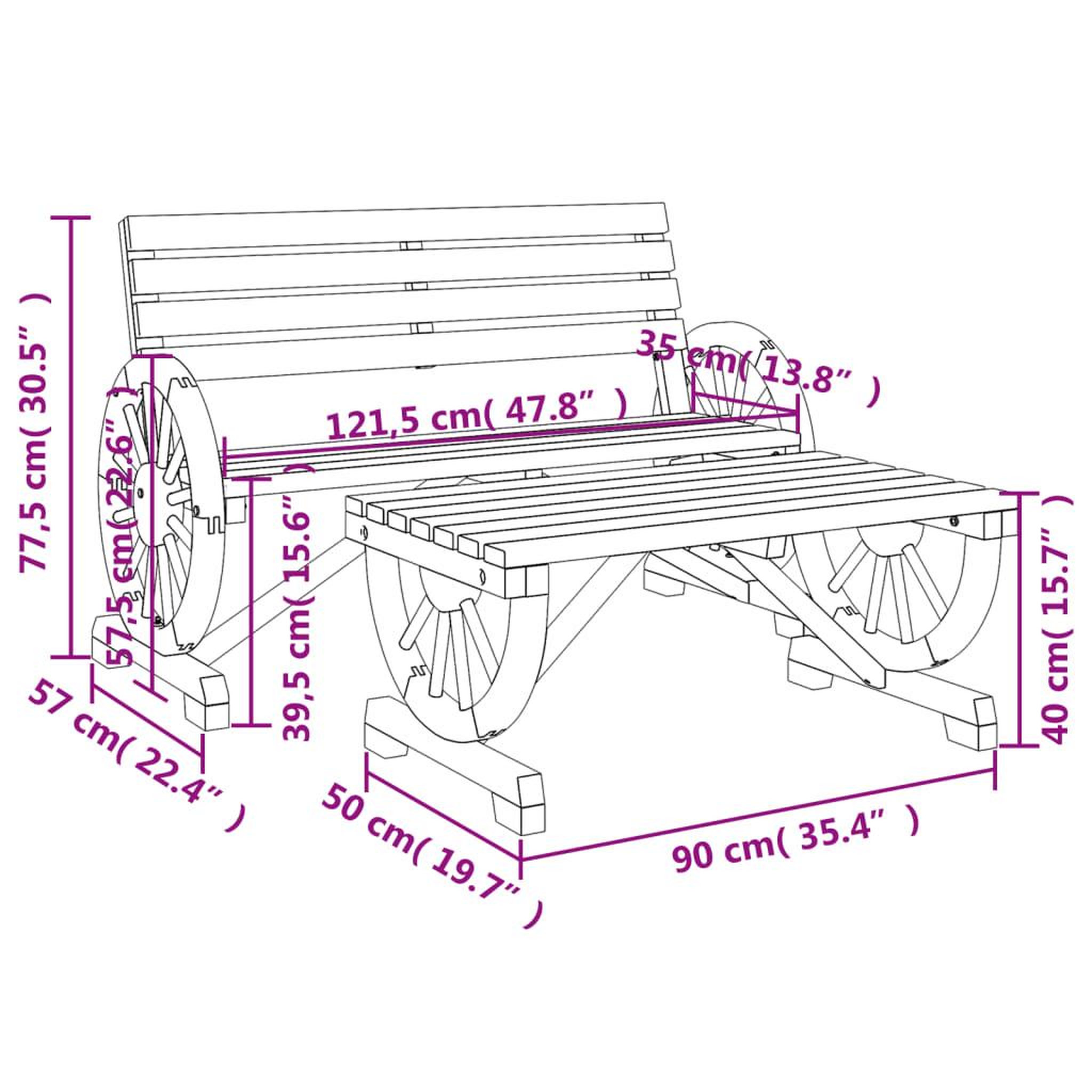Voir la diapositive 6 : VIDAXL Salon de jardin 2 pcs bois de sapin massif