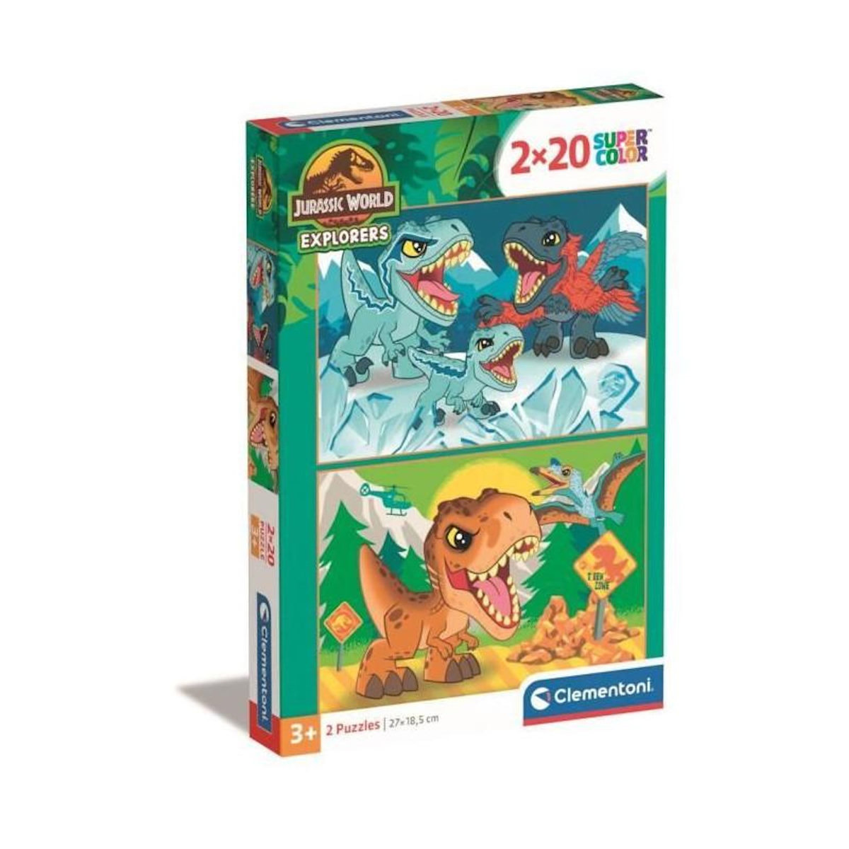CLEMENTONI Puzzle 2 x 20 pièces Jurassic World – Dinosaures – Puzzle enfant éducatif – Dès 3 ans – Clementoni