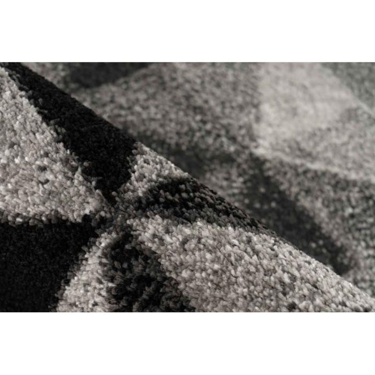 Paris Prix Tapis Tissé à Poils Ras  Naila  Gris & Noir