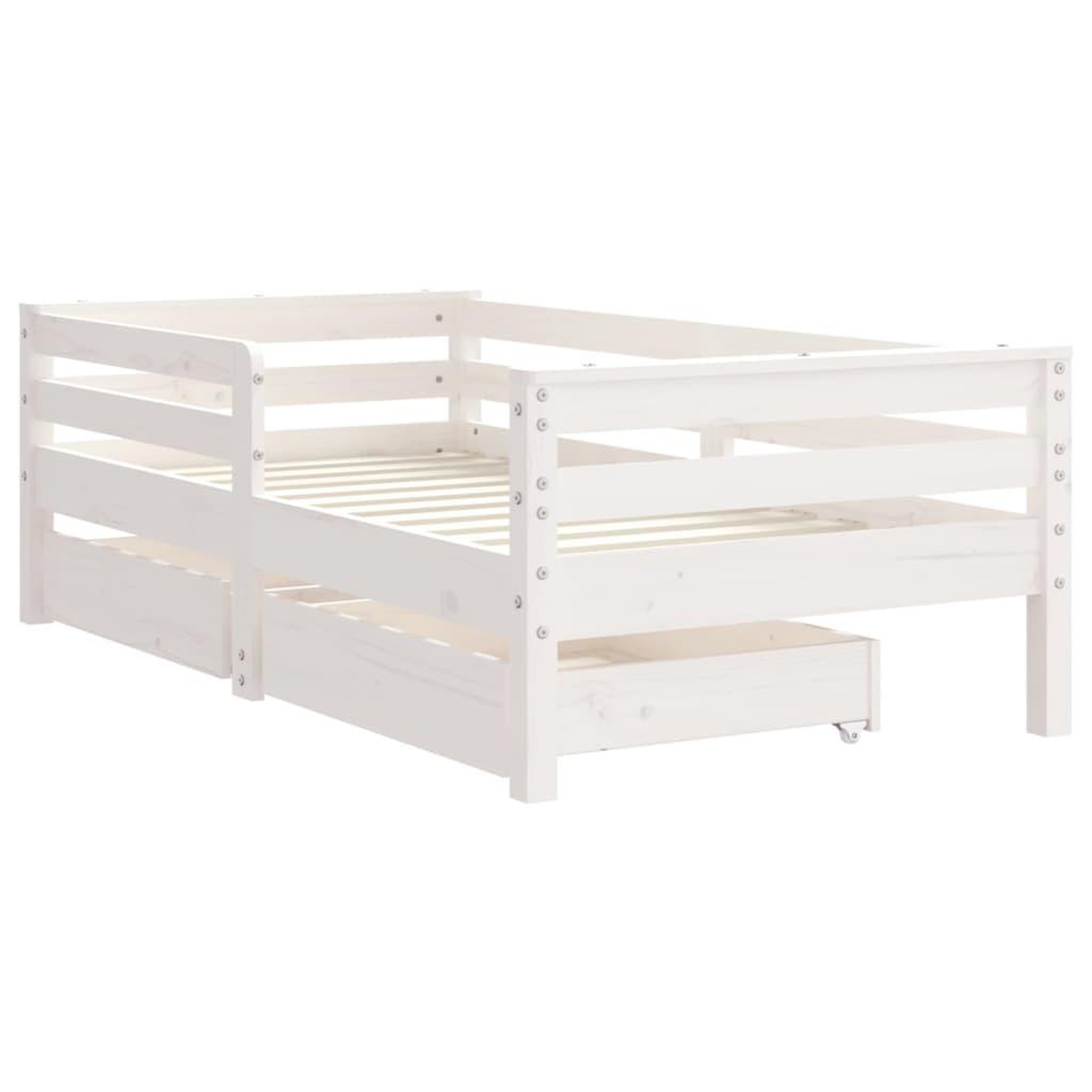 Voir la diapositive 3 : VIDAXL Cadre de lit enfant tiroirs blanc 70x140 cm bois de pin massif