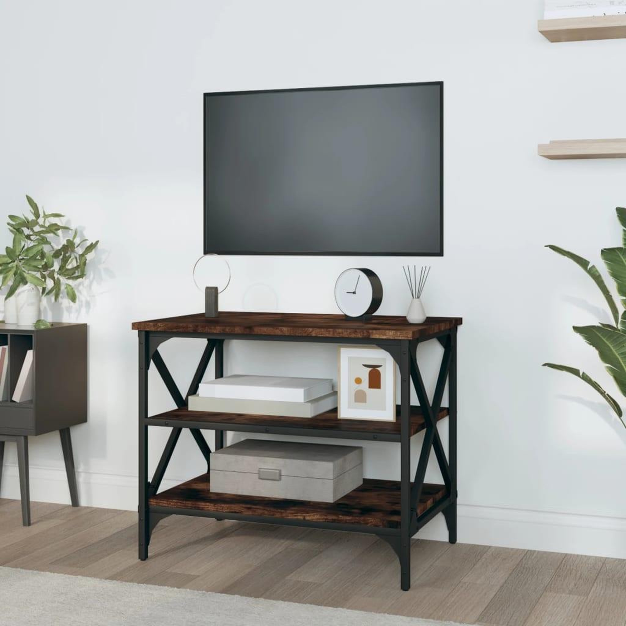 Voir la diapositive 3 : VIDAXL Meuble TV Chene fume 60x40x50 cm Bois d'ingenierie