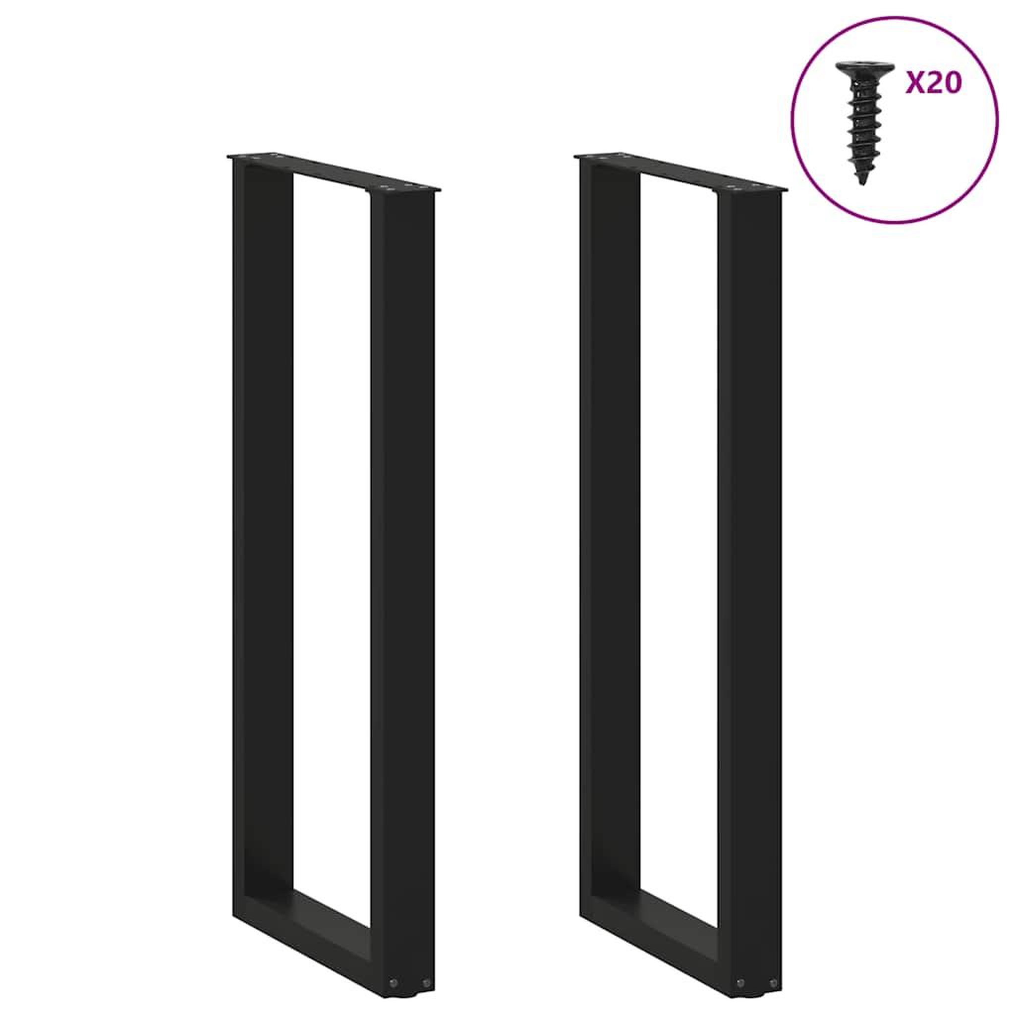 Voir la diapositive 3 : VIDAXL Pieds de table basse forme de U 2 pcs noir 40x(110-111)cm acier