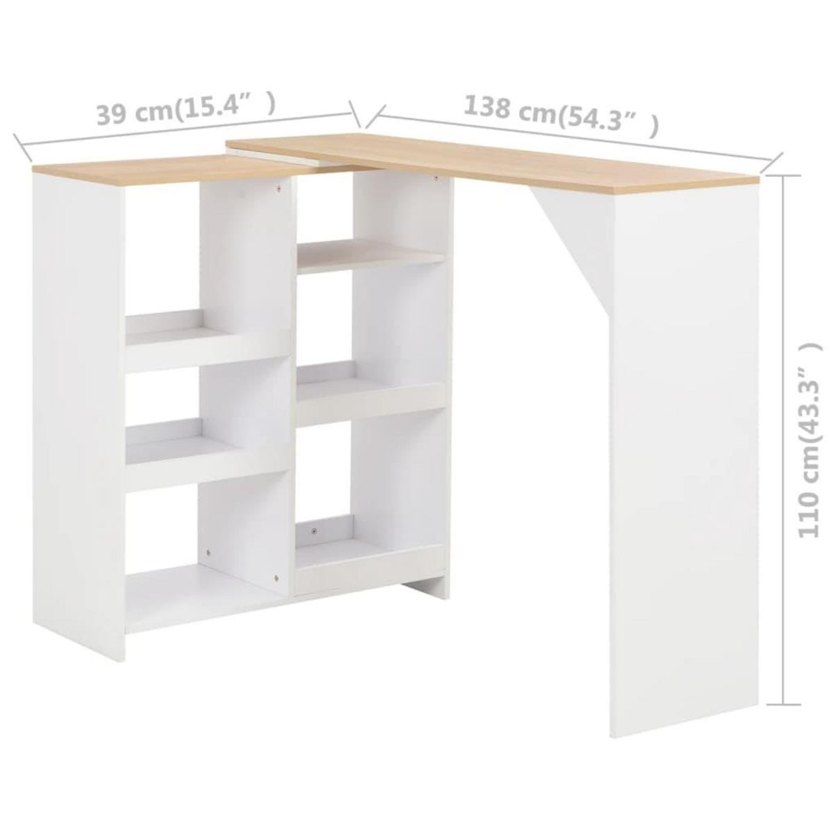 VIDAXL Table de bar avec tablette amovible Blanc 138x39x110 cm