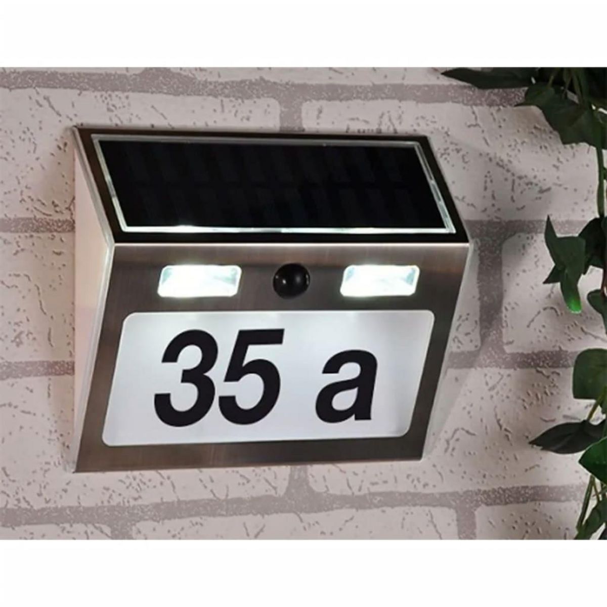 HI HI Numero de maison eclaire solaire a LED Argente