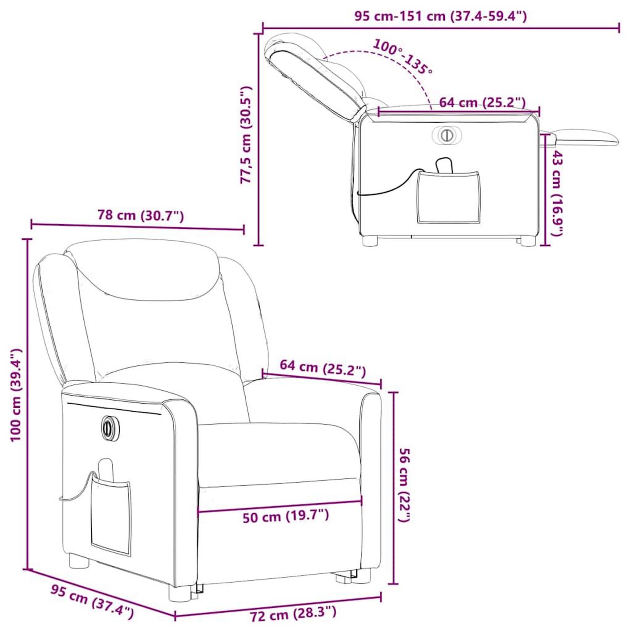 Voir la diapositive 6 : VIDAXL Fauteuil inclinable de massage electrique Rouge bordeaux Tissu