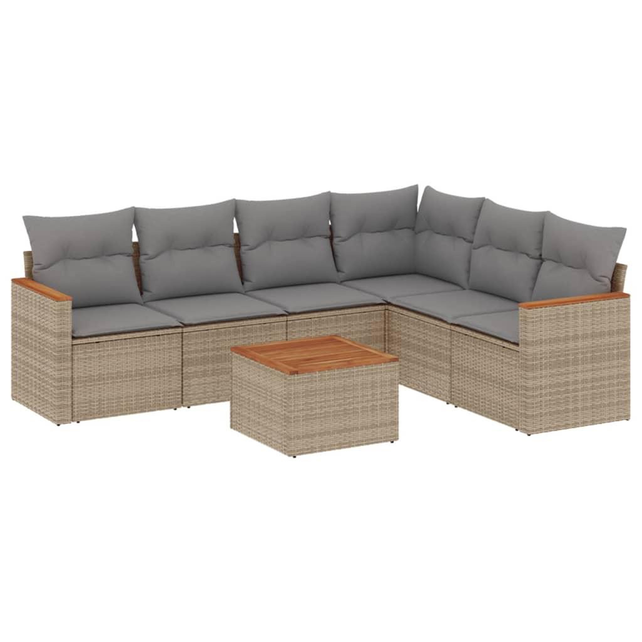 Voir la diapositive 2 : VIDAXL Salon de jardin avec coussins 7 pcs beige resine tressee