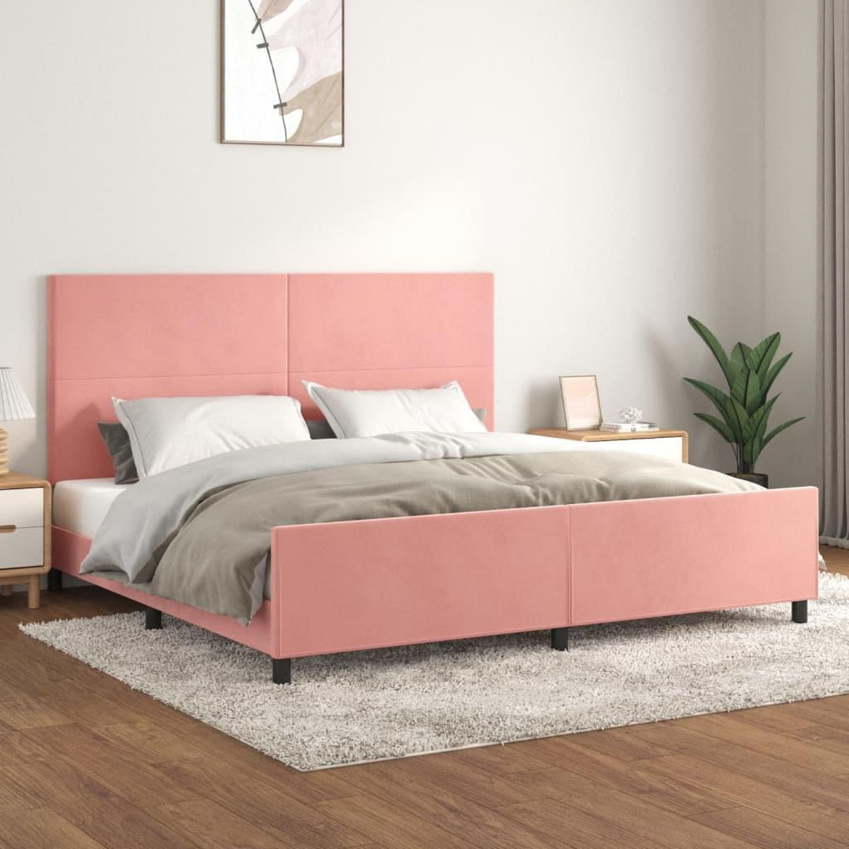 VIDAXL Cadre de lit sans matelas rose 200x200 cm velours
