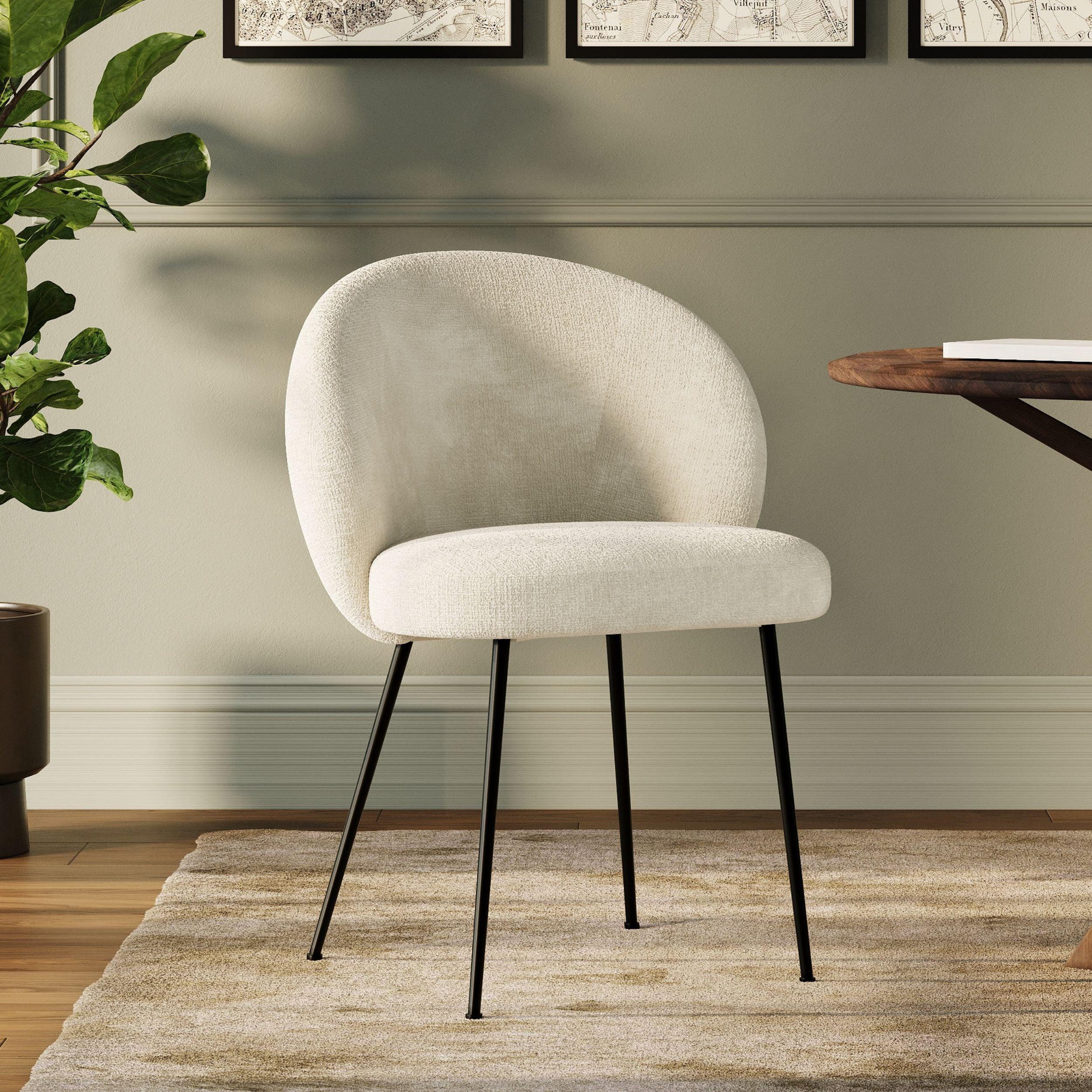 Voir la diapositive 2 : MAISON PAVANE Chaise en velours chenillé écru et métal noir-bloomy