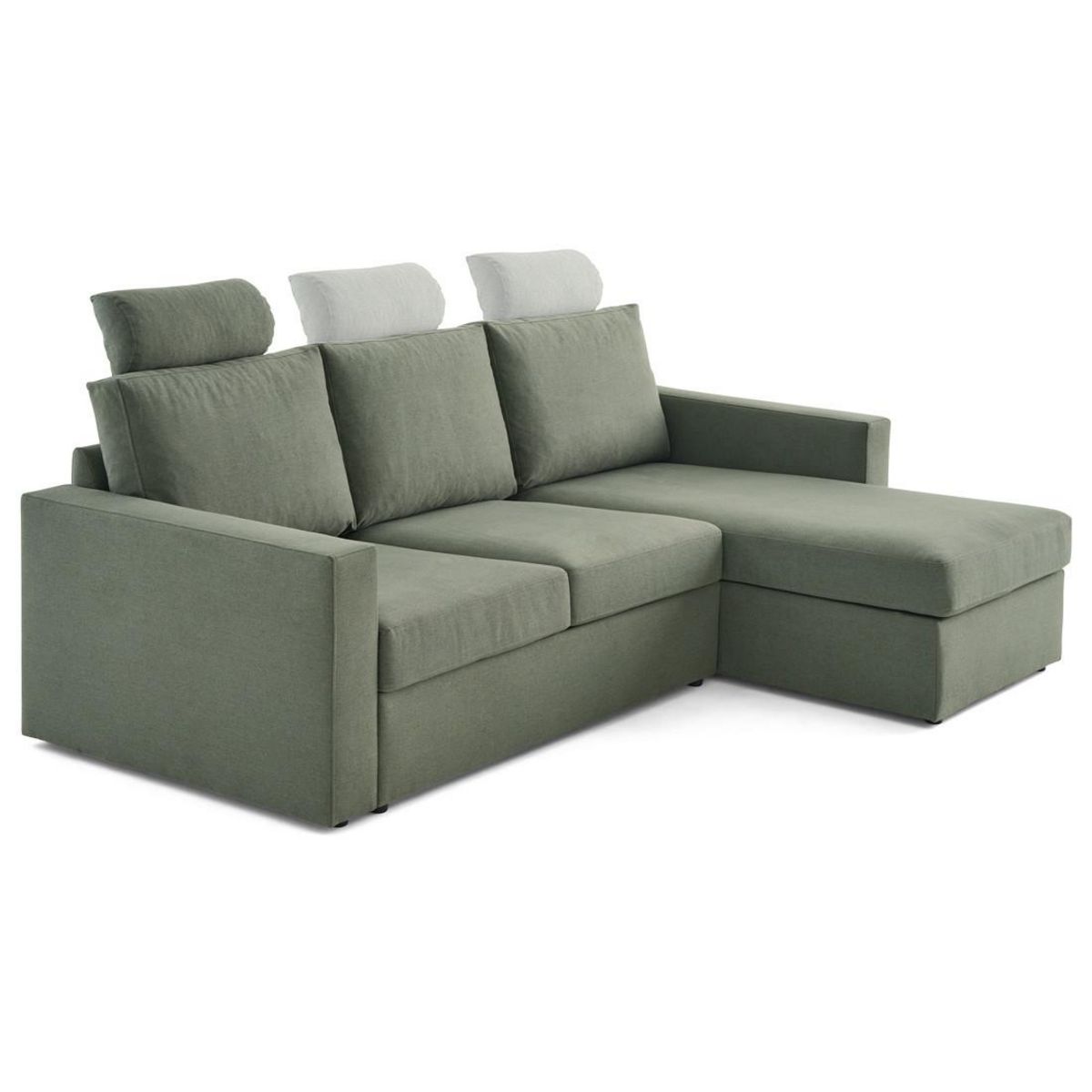 BEST MOBILIER Barrie - canapé d'angle réversible 4 places avec têtière amovible en tissu