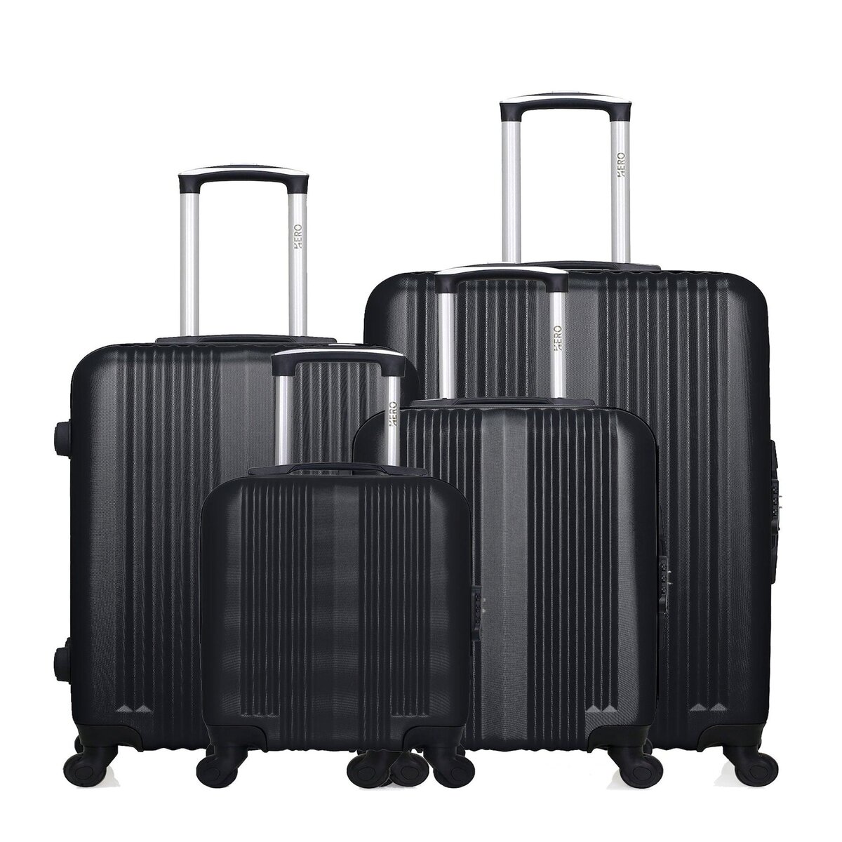 HERO HERO - Lot de 4 - Valise grand format, valise weekend, valise cabine, valise cabine XXS LIPARI