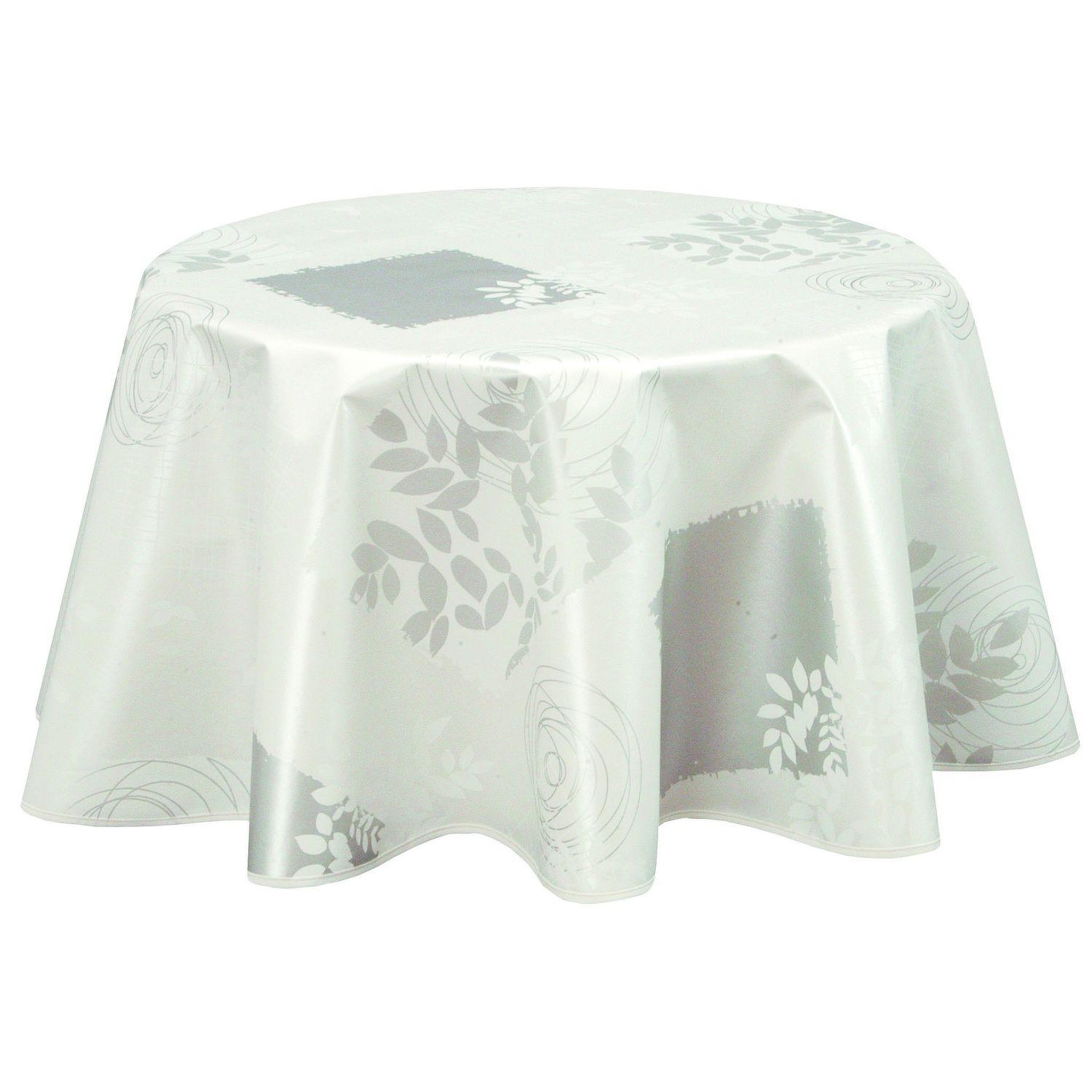 HABITABLE Nappe en toile cirée ronde provençale Vera - Diam. 135 cm - Blanc