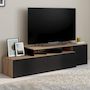 Voir la diapositive 2 : ID MARKET Meuble TV 140-180 cm modulable d'angle BASILE rotatif bois et noir