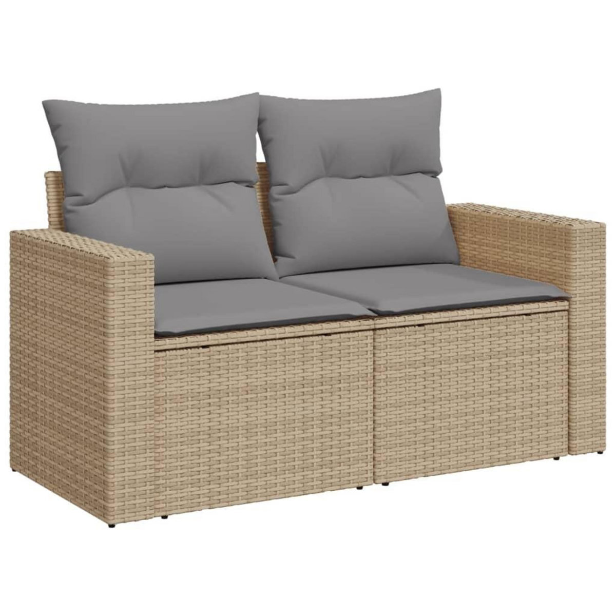VIDAXL Salon de jardin avec coussins 7pcs melange beige resine tressee