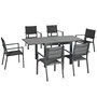 Voir la diapositive 1 : OUTSUNNY Ensemble de jardin 6 personnes chaises empilables table extensible 90/180L cm alu. textilène gris