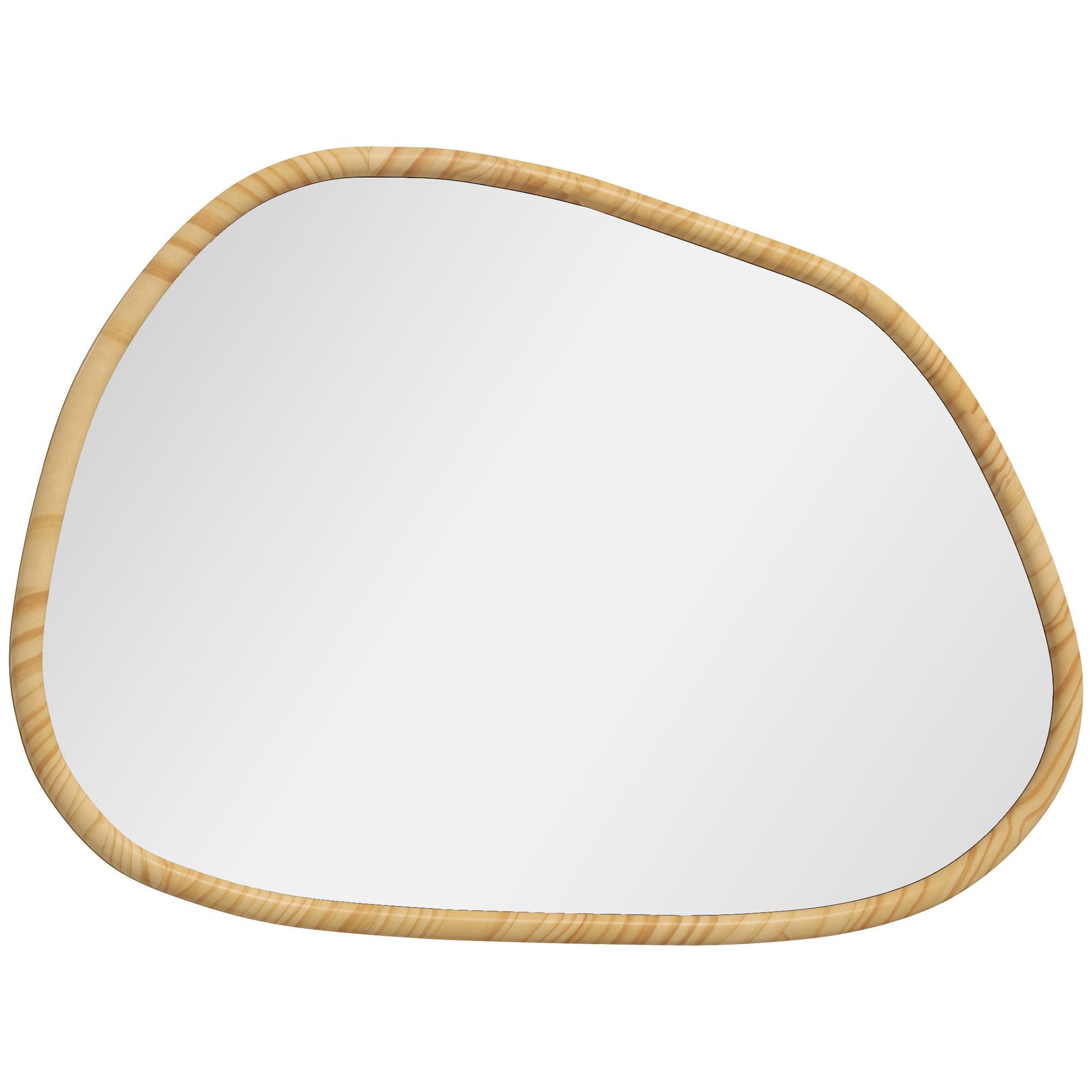 HOMCOM Miroir mural décoratif forme organique dim. 80L x 60H cm cadre bois de pin verni