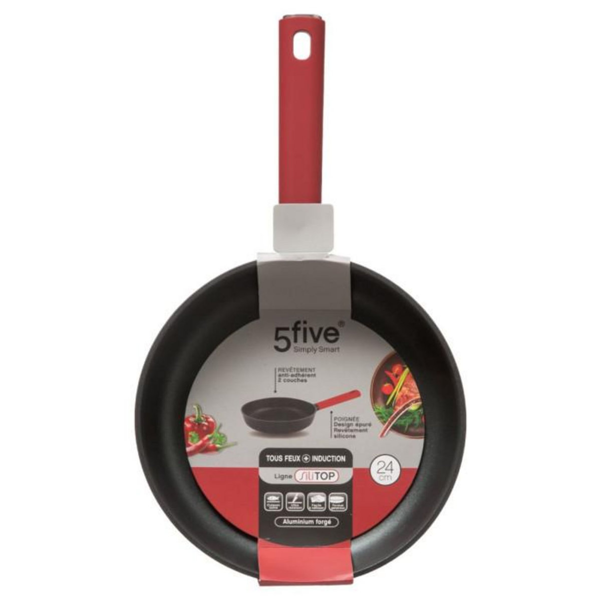 FIVE Poêle en Aluminium Forgé  Silitop  25cm Noir