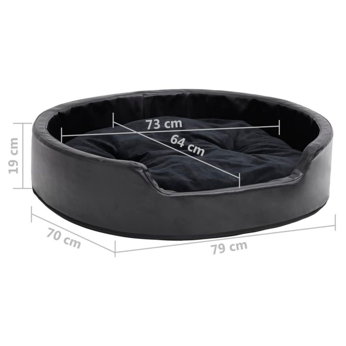 VIDAXL Lit pour chiens Noir 79x70x19 cm Peluche et similicuir