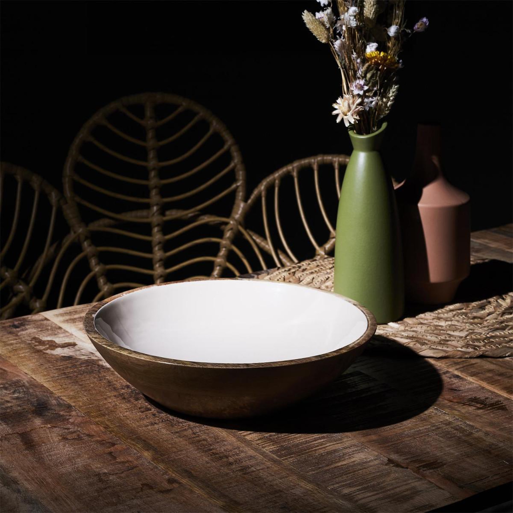 Voir la diapositive 6 : The Home Deco Factory Saladier uni en bois  dune  28cm beige