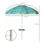 OUTSUNNY Parasol inclinable réglable de plage protection UV50+ Ø190 cm sac et porte-gobelets inclus