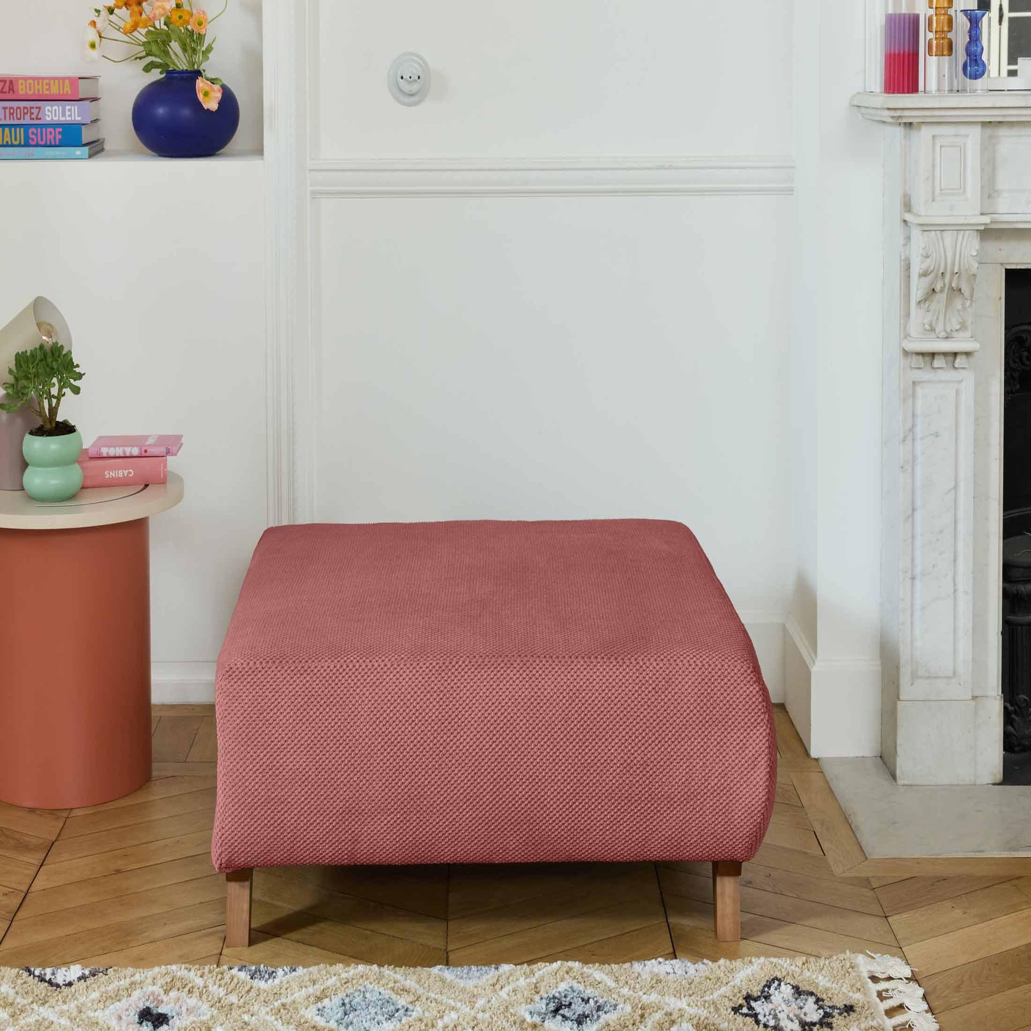 Voir la diapositive 2 : BEST MOBILIER Cristal - pouf modulable - 95 cm - en velours texturé