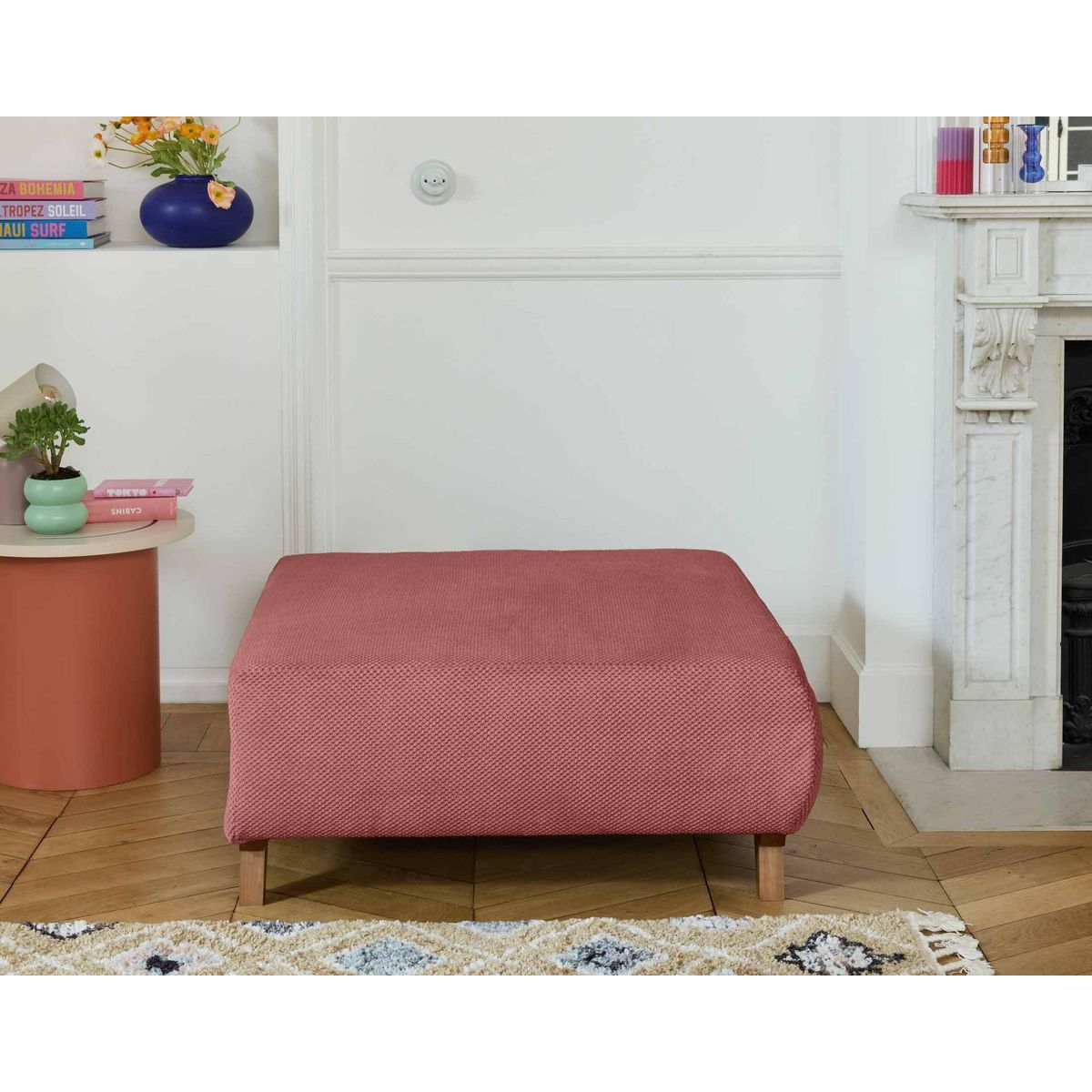 BEST MOBILIER Cristal - pouf modulable - 95 cm - en velours texturé