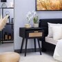 Voir la diapositive 4 : IDIMEX Table de chevet KIRAN 1 tiroir, en bois et lin