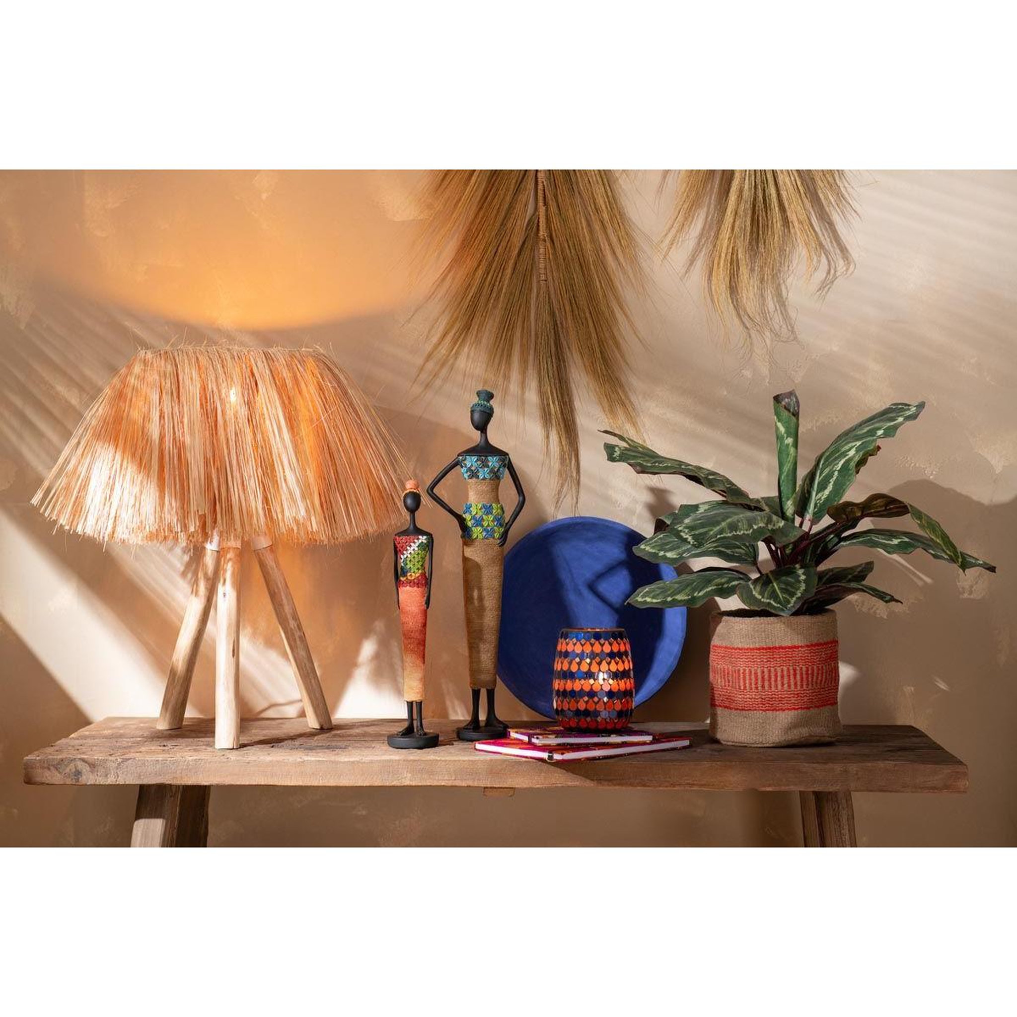Voir la diapositive 5 : J-LINE Photophore Design Goutte  African Desire  16cm Orange & Bleu
