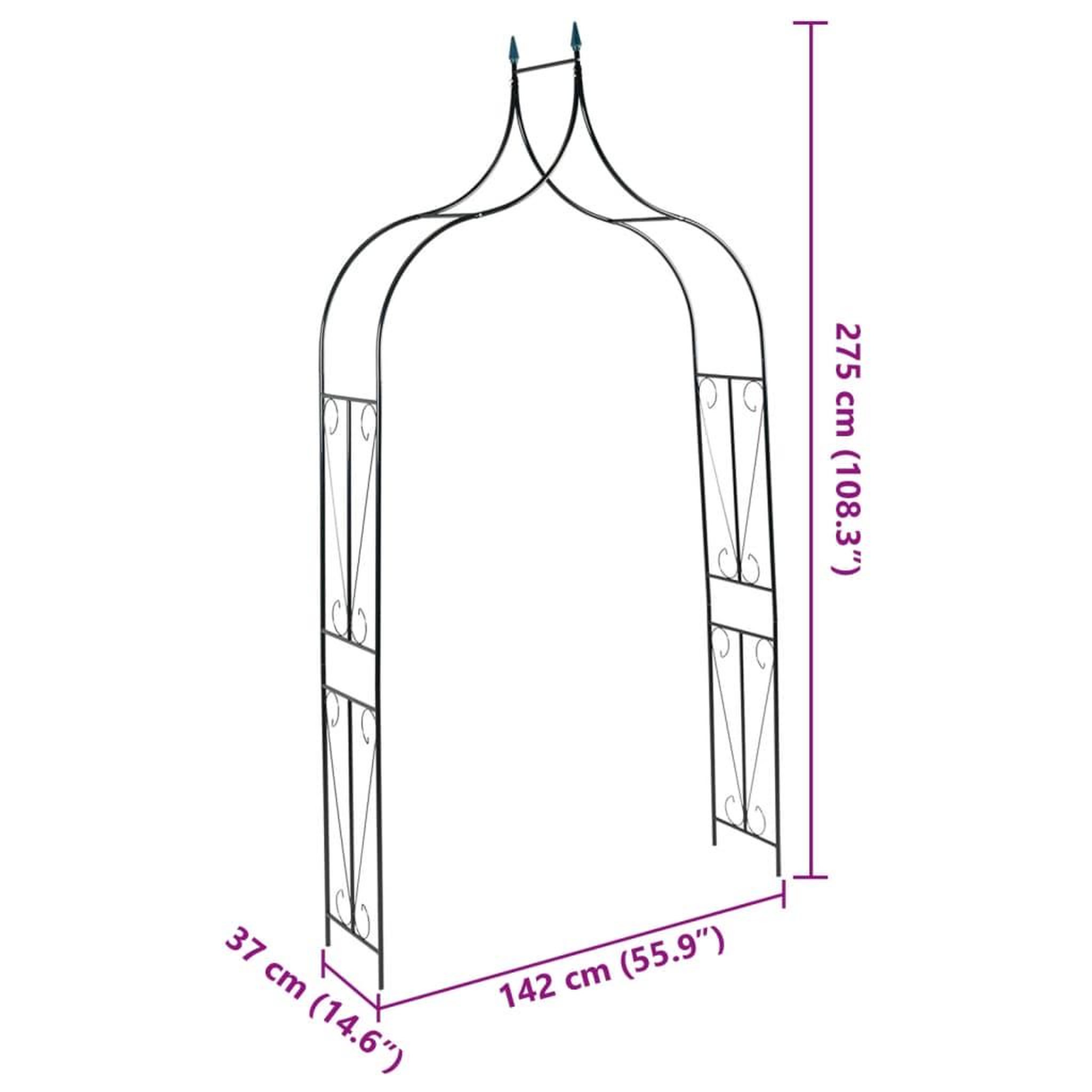 Voir la diapositive 6 : VIDAXL Voute de jardin vert fonce 142x37x275 cm fer