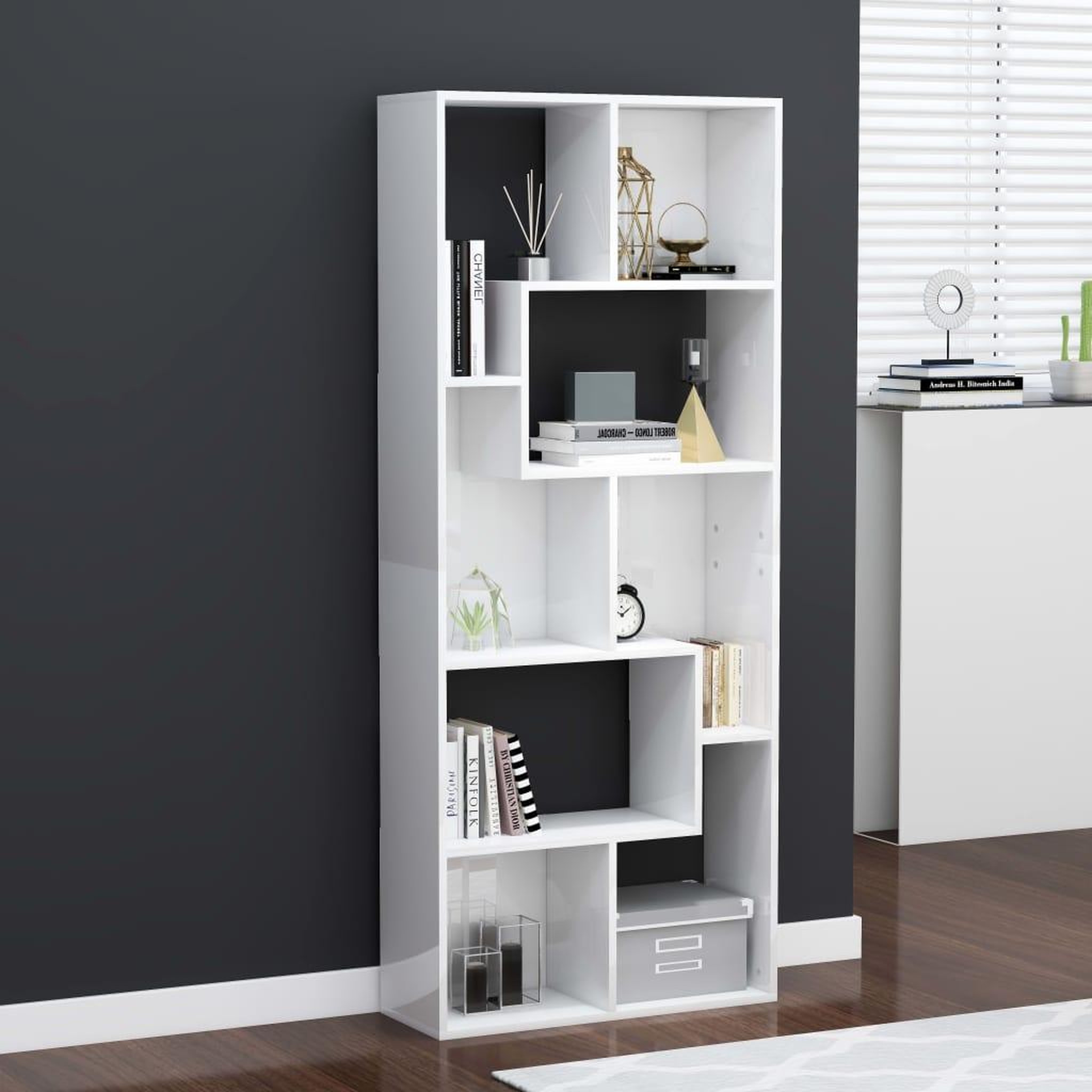 Voir la diapositive 1 : VIDAXL Bibliotheque Blanc brillant 67x24x161 cm Bois d'ingenierie