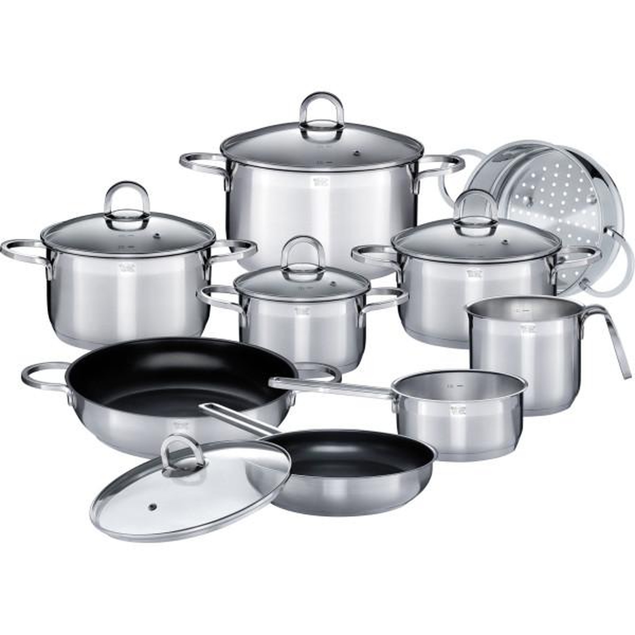 GSW Batterie de cuisine - Induction - GSW - ALARA - Acier inoxydable massif 18/10 - 14 pieces